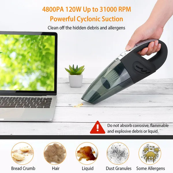 Cordless Handheld Car Vacuum Cleaner- Portable, Rechargeable & Strong Suction