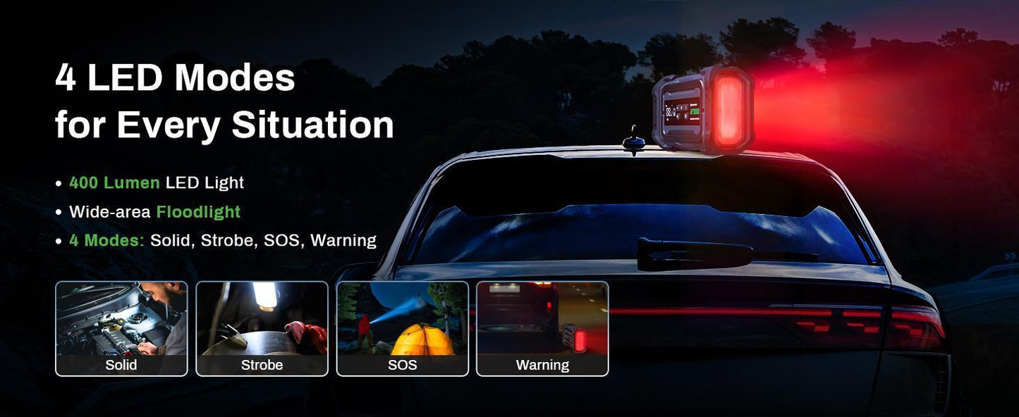 2-in-1 Car Jump Starter & Tire Inflator Battery Booster 12V