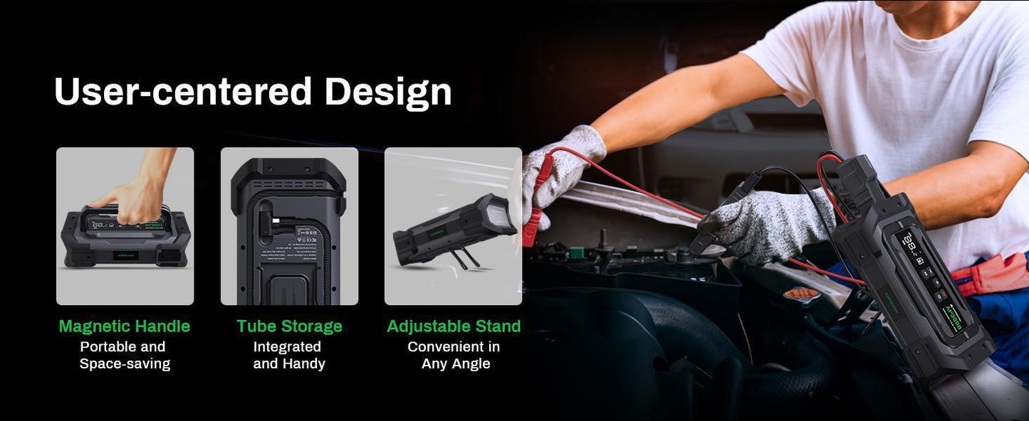 2-in-1 Car Jump Starter & Tire Inflator Battery Booster 12V