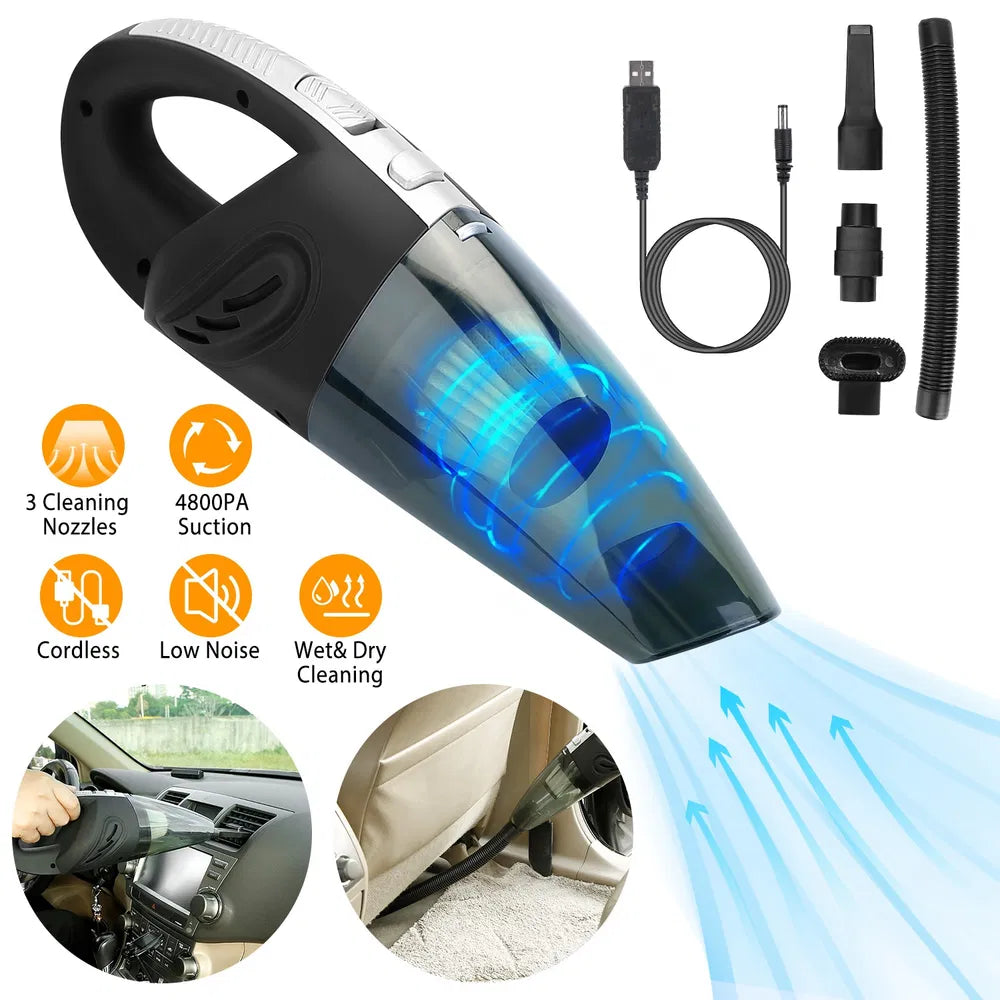 Cordless Handheld Car Vacuum Cleaner- Portable, Rechargeable & Strong Suction