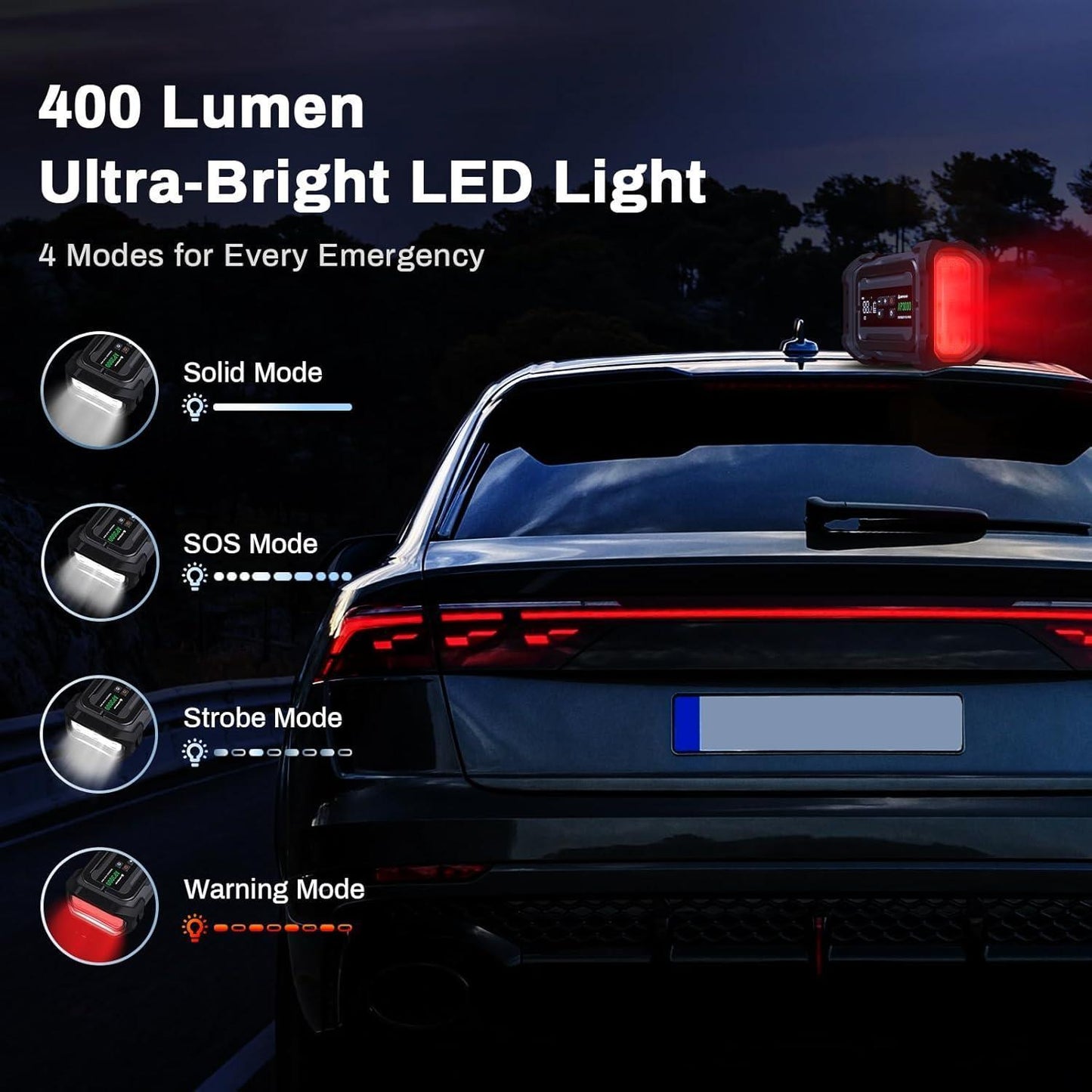 2-in-1 Car Jump Starter & Tire Inflator Battery Booster 12V